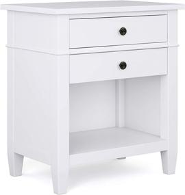 img 3 attached to 🛏️ SimpliHome Carlton Night Stand 24 inches Wide – White Solid Wood with Storage – 2 Drawers and 1 Shelf – Contemporary Modern Bedside Table for Bedroom