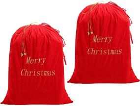 img 4 attached to Christmas Backpack Reusable Velour Drawstring