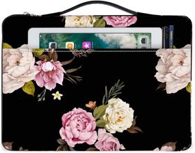 img 2 attached to 🌸 13-13.3 inch Floral Laptop Sleeve with Handle - Compatible with MacBook, Notebook, hp Chromebook - 360 Protective Briefcase & Water Resistant Pink Flower Bag with Pocket