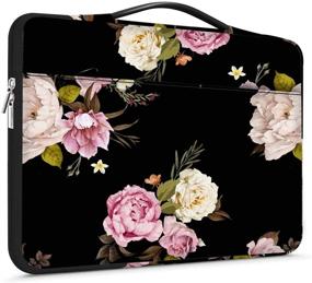 img 4 attached to 🌸 13-13.3 inch Floral Laptop Sleeve with Handle - Compatible with MacBook, Notebook, hp Chromebook - 360 Protective Briefcase & Water Resistant Pink Flower Bag with Pocket