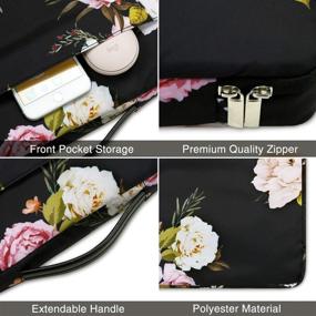 img 1 attached to 🌸 13-13.3 inch Floral Laptop Sleeve with Handle - Compatible with MacBook, Notebook, hp Chromebook - 360 Protective Briefcase & Water Resistant Pink Flower Bag with Pocket