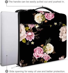 img 3 attached to 🌸 13-13.3 inch Floral Laptop Sleeve with Handle - Compatible with MacBook, Notebook, hp Chromebook - 360 Protective Briefcase & Water Resistant Pink Flower Bag with Pocket