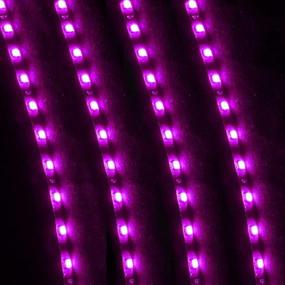 img 2 attached to 💜 ESUPPORT Pack of 8 Purple 12V 15 LED 30cm Car Flexible Waterproof Underbody Light Strip Decoration