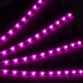 img 3 attached to 💜 ESUPPORT Pack of 8 Purple 12V 15 LED 30cm Car Flexible Waterproof Underbody Light Strip Decoration