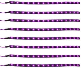 img 4 attached to 💜 ESUPPORT Pack of 8 Purple 12V 15 LED 30cm Car Flexible Waterproof Underbody Light Strip Decoration