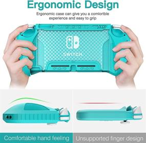 img 2 attached to 🎮 HEYSTOP Nintendo Switch Lite Case - Turquoise Protective Cover with Tempered Glass Screen Protector, 6 Thumb Grips, Anti-Scratch/Anti-Dust TPU Compatible
