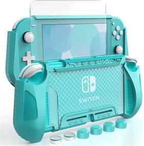 img 4 attached to 🎮 HEYSTOP Nintendo Switch Lite Case - Turquoise Protective Cover with Tempered Glass Screen Protector, 6 Thumb Grips, Anti-Scratch/Anti-Dust TPU Compatible