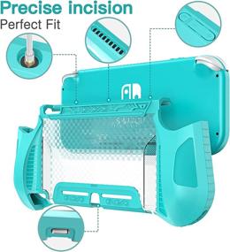 img 3 attached to 🎮 HEYSTOP Nintendo Switch Lite Case - Turquoise Protective Cover with Tempered Glass Screen Protector, 6 Thumb Grips, Anti-Scratch/Anti-Dust TPU Compatible