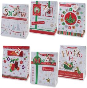 img 4 attached to 🎁 Bulk Christmas Small Gift Bags Assortment with Handles and Tags - Pack of 12 for Wrapping Holiday Gifts - Gift Boutique