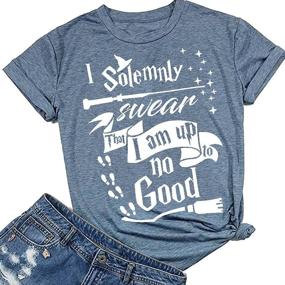 img 3 attached to I Solemnly Swear That I Am Up to No Good: Funny Graphic Women's Novelty Shirt for Summer/Fall - Athletic Short Sleeve