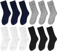 high-quality falari 12-pack cotton crew socks for boy toddler kids - ultimate comfort and durability! logo