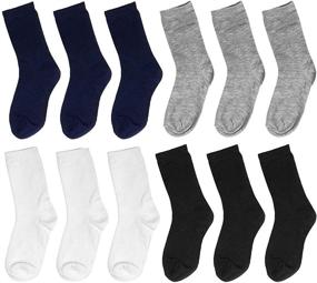 img 1 attached to High-Quality Falari 12-Pack Cotton Crew Socks for Boy Toddler Kids - Ultimate Comfort and Durability!