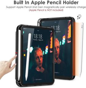 img 2 attached to 📱 DTTO iPad Mini 6 Case 2021 with Pencil Holder, Slim Trifold Stand + Pencil 2nd Gen Charging, Protective Translucent Frosted Back Cover for 8.3" iPad Mini 6th Generation - Black