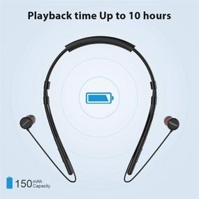 img 3 attached to 🎧 Беспроводные наушники Meidong Bluetooth с шейным держателем, 10 часов времени работы, V5.0, с магнитными наушниками и микрофоном для шумоподавления CVC6.0 (серые): превосходное звучание и идеальный комфорт.