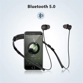 img 1 attached to 🎧 Беспроводные наушники Meidong Bluetooth с шейным держателем, 10 часов времени работы, V5.0, с магнитными наушниками и микрофоном для шумоподавления CVC6.0 (серые): превосходное звучание и идеальный комфорт.