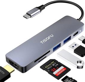 img 4 attached to 🔌 TISOFU USB C Hub, 6-in-1 Type C Adapter with 4K HDMI, USB 3.0, SD/TF Card Reader, 100W PD - Compatible with MacBook Pro, USB C Laptops, Nintendo, and Type C Devices (Gray)