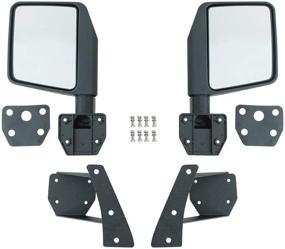 img 4 attached to 🚘 EAG Side View Mirrors with A Pillar Post Relocation Brackets: Perfect Fit for 2007-2018 Wrangler JK - Pair Kit