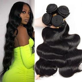 img 4 attached to 🏽 Authentic Brazilian 9A Body Wave Human Hair: 4 Bundles for Black Women - ELEE’S HAIR