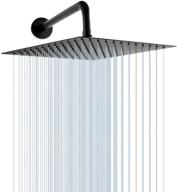 🚿 ggstudy 12 inch square stainless steel rain shower head in oil rubbed bronze - black, with 15 inch shower arm - large rainfall showerhead, waterfall, full body coverage - easy installation logo