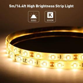 img 3 attached to 💡 LE 12V LED Strip Light: Flexible, Waterproof, SMD 2835 with 300 LEDs - 16.4ft Tape Light Ideal for Home, Kitchen, Christmas and More! Warm White Illumination.