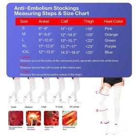 img 3 attached to SEXYEYE Thigh High Compression Stockings- Unisex Ted Hose Socks, 15-20 mmHg Moderate Compression, White Large