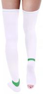 sexyeye thigh high compression stockings- unisex ted hose socks, 15-20 mmhg moderate compression, white large logo