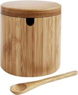 🎋 helen's asian kitchen bamboo salt box: stylish lid and spoon included, 7-ounce capacity logo