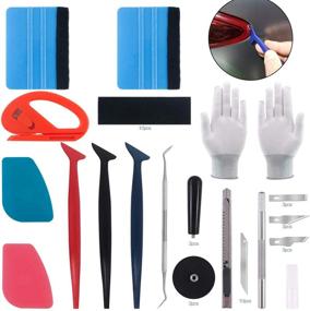 img 4 attached to 🚗 Keadic 47Pcs Car Vinyl Wrap Tool Kits - Complete Set with Felt Squeegees, Magnet Holders, Gloves, Cutters, and Storage Box