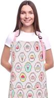 🧁 cute cotton apron with 2 pockets for women - adjustable neck strap and long waist ties - ideal for cooking, baking, kitchen or chef - perfect artist or garden apron (cupcake design) logo