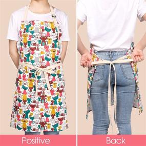 img 1 attached to 🧁 Cute Cotton Apron with 2 Pockets for Women - Adjustable Neck Strap and Long Waist Ties - Ideal for Cooking, Baking, Kitchen or Chef - Perfect Artist or Garden Apron (Cupcake Design)