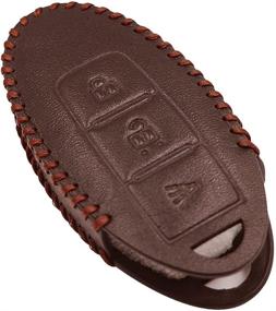 img 2 attached to FENGRUISI Genuine Leather Smart Key Fob Case Cover For Nissan Versa