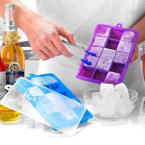 img 2 attached to Ice Cube Tray with Lid, Ouddy 3 Pack Silicone Ice Cube Mold – Flexible & Reusable 15-Ice Tray for Whiskey Cocktails