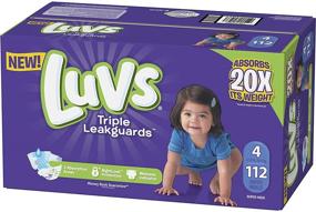 img 4 attached to 💦 Подгузники Luvs Triple Leakguards, размер 4, 112 штук: Всесторонняя защита для активных малышей - Купить сейчас!