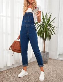 img 2 attached to Stylish and Comfortable Women's Denim Bib Overalls: LookbookStore Casual Stretch Jeans Jumpsuits with Pocketed Pants