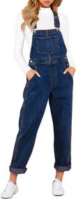 img 4 attached to Stylish and Comfortable Women's Denim Bib Overalls: LookbookStore Casual Stretch Jeans Jumpsuits with Pocketed Pants