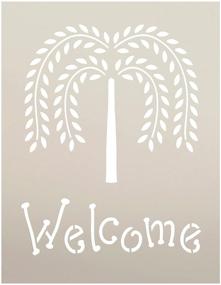 img 3 attached to 🏡 Rustic Country Home Decor - Primitive Willow Tree Welcome Word Stencil by StudioR12, Reusable Mylar Template for DIY Wall Art, Front Porch or Entrance Wood Sign Painting - Choose Size