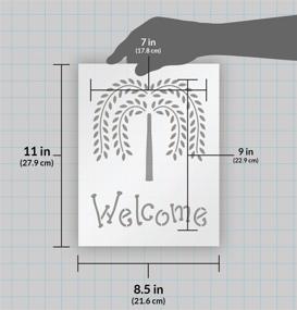 img 2 attached to 🏡 Rustic Country Home Decor - Primitive Willow Tree Welcome Word Stencil by StudioR12, Reusable Mylar Template for DIY Wall Art, Front Porch or Entrance Wood Sign Painting - Choose Size