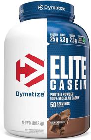 img 4 attached to Порошок казеина Dymatize Elite: максимизация ночного восстановления с медленно усваивающимся мицеллярным казеином, 25 г протеина, 5.4 г BCAAs и 2.3 г лейцина - аминокислоты для роста мышц в богатом шоколаде, 4 фунта