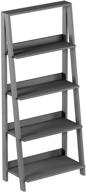 📚 gray 4-tier ladder bookshelf - free standing wooden tiered bookcase with frame and display shelves for living room storage by lavish home logo