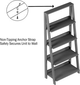 img 1 attached to 📚 Gray 4-Tier Ladder Bookshelf - Free Standing Wooden Tiered Bookcase with Frame and Display Shelves for Living Room Storage by Lavish Home