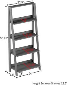 img 2 attached to 📚 Gray 4-Tier Ladder Bookshelf - Free Standing Wooden Tiered Bookcase with Frame and Display Shelves for Living Room Storage by Lavish Home