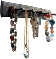 🔑 wrought iron wall key holder: rustic hooks rack for hat, towel, leash, jewelry, and keys - sturdy farmhouse decor, easy to install логотип