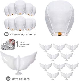 img 4 attached to 🎐 Mesmerizing Chinese Lanterns & Dove Balloons Set of 20 - Perfect for Sky Release at Weddings, Diwali & Festival Parties