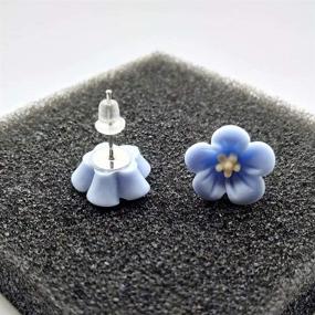 img 1 attached to Handcrafted Floral Jewelry: Blue Forget-Me-Not Earrings – Feminine Stud Earrings for Women & Girls, Perfect Gift for Her