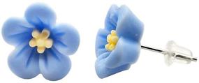 img 4 attached to Handcrafted Floral Jewelry: Blue Forget-Me-Not Earrings – Feminine Stud Earrings for Women & Girls, Perfect Gift for Her