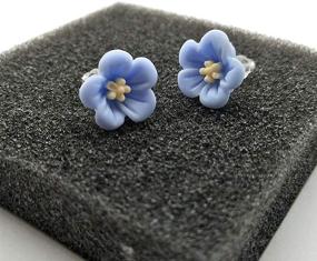 img 2 attached to Handcrafted Floral Jewelry: Blue Forget-Me-Not Earrings – Feminine Stud Earrings for Women & Girls, Perfect Gift for Her