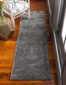 img 4 attached to 🏠 Unique Loom Solo Collection Gray Area Rug - Plush, Modern Design for Kids - 2'2 x 6'7 Runner Size