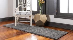 img 2 attached to 🏠 Unique Loom Solo Collection Gray Area Rug - Plush, Modern Design for Kids - 2'2 x 6'7 Runner Size