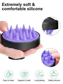 img 2 attached to Black Hair Shampoo Brush with Soft Silicone Scalp Massager - HEETA Scalp Care Hair Brush