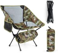 🏖️ portable outdoor beach chair for camping, foldable lightweight with carry bag, picnic, hiking, heavy duty 286 lb, camouflage logo